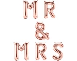 Luchtballon MR & MRS - 6 ballonletters roségoud - feestdecoratie voor bruiloft - Vemera