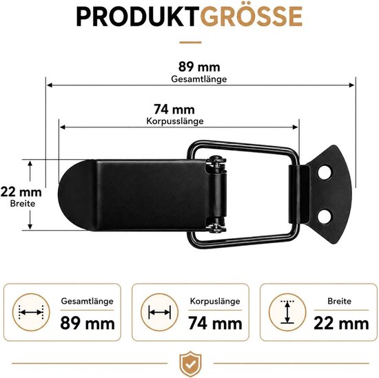 4-delige spanvergrendelingen 90 mm, met veer — afbeelding 2