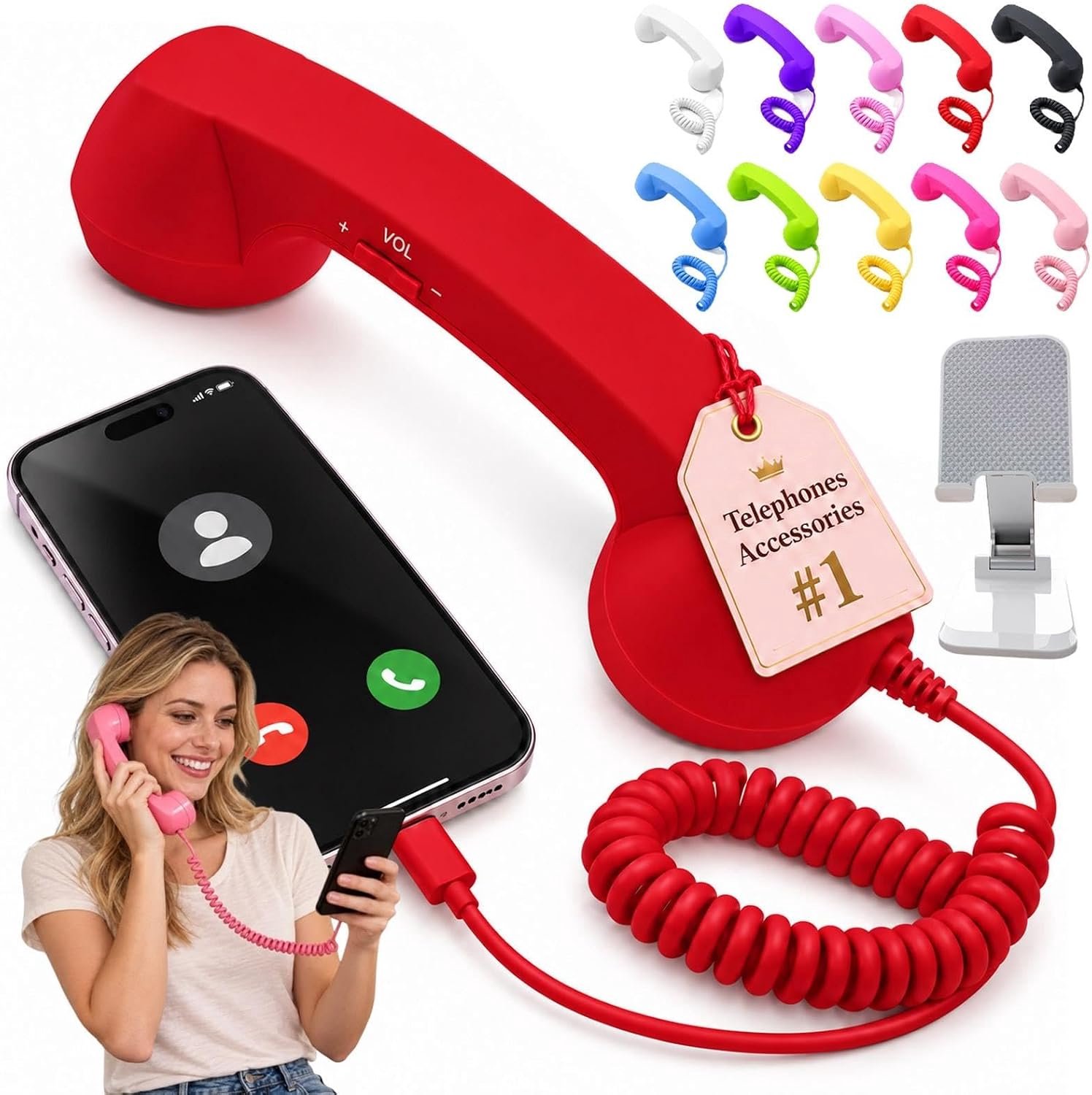Retro Telefoon met Type-C - Telefoonhoorn - Plug-And-Play - Met Volumeknop, Microfoon en Luidspreker - Veelzijdige Bediening - Vintage Design - Hd-Luidspreker - Voor Iphone & Android