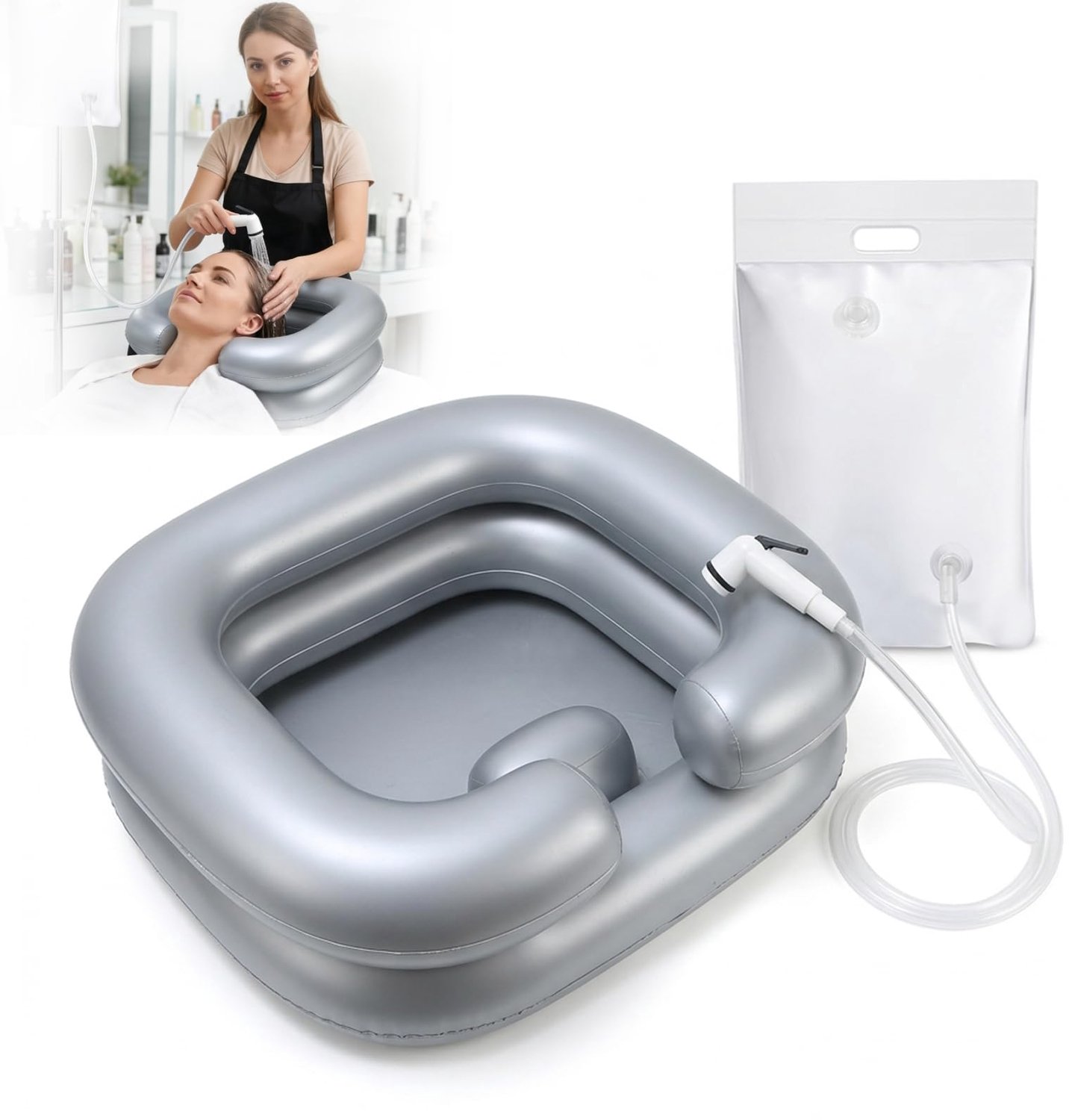 Inflatable Haarwasbak voor Bed met Douchekop