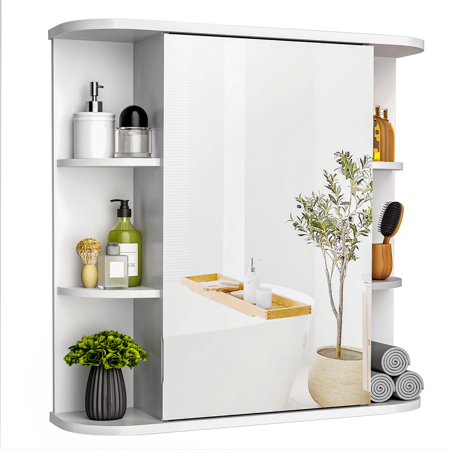 Wandkast met Spiegel en Verstelbare Planken voor Badkamer