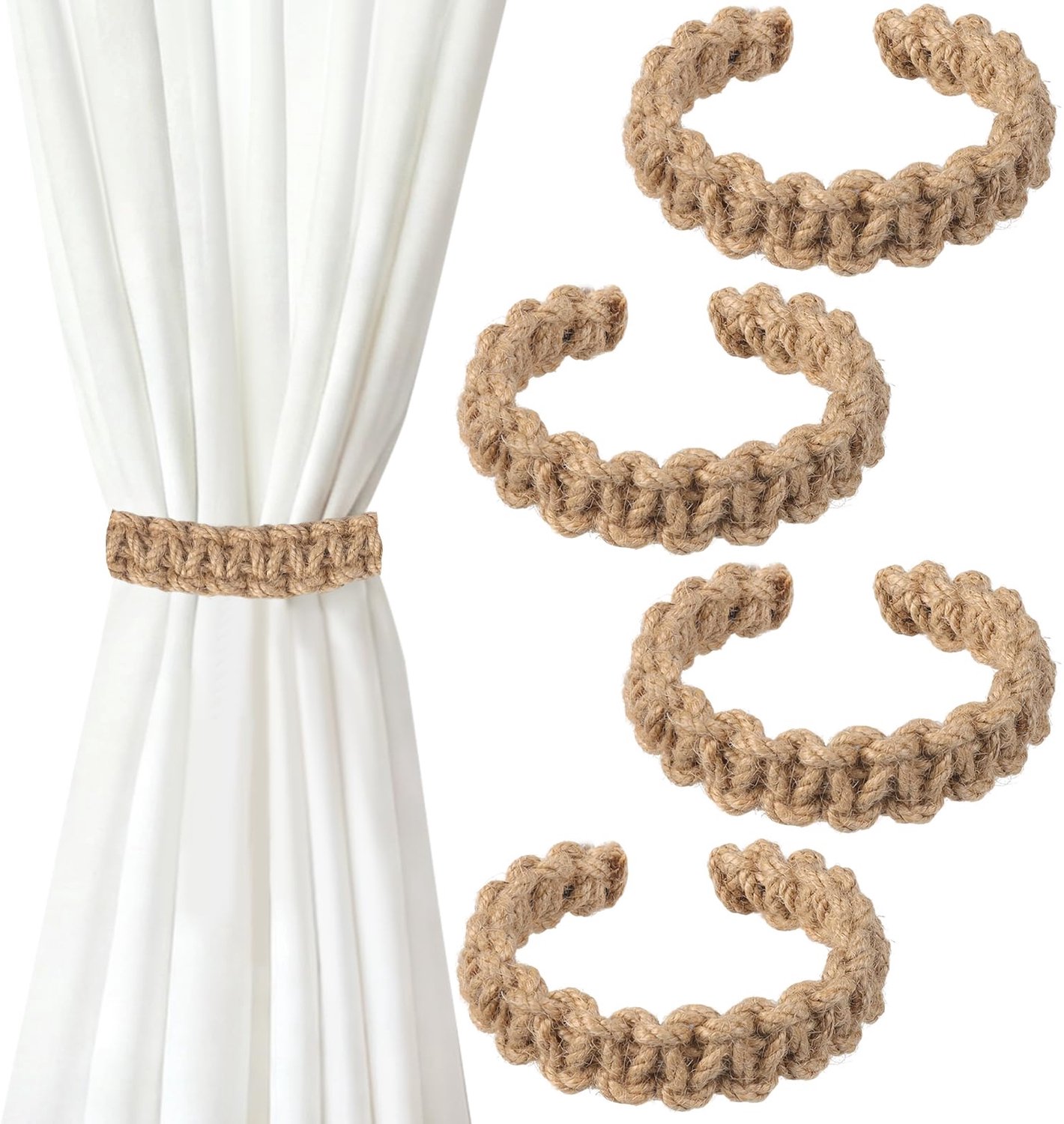 Set van 4 Boho Handgeweven Gordijnhouders