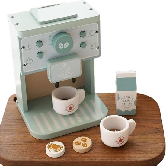 Montessori houten koffiezetapparaat set – houten koffiezetapparaat speelgoed voor kinderen – keukenaccessoires voor rollenspellen voor peuters – cadeau voor meisjes en jongens – Groen — afbeelding 5