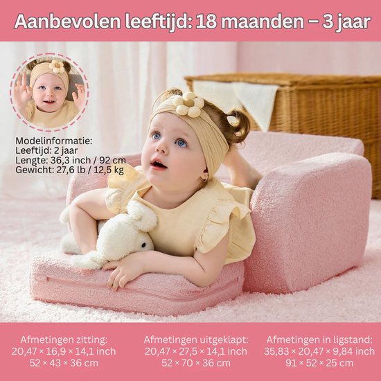 VH Supplies® Kindersofa - Kinderstoel - Kinderbankje - Roze — afbeelding 4
