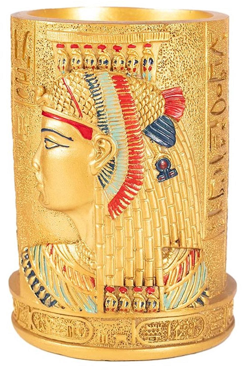 Pencilhouder met Egyptische hiërogliefen - Goudkleurig - Desk Deco Object
