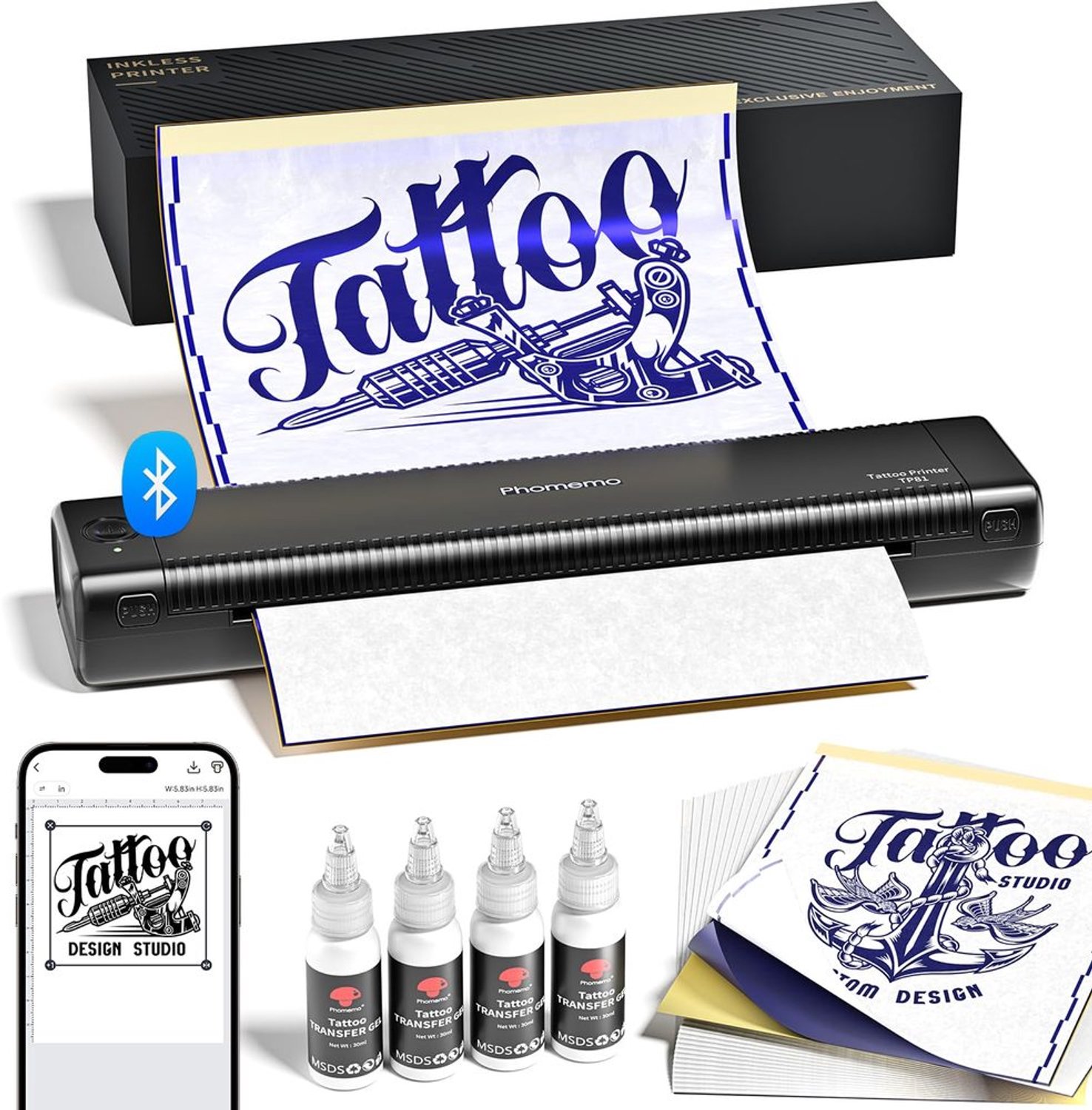 Professionele Tattoo Printer met Gel en Transferpapier Set