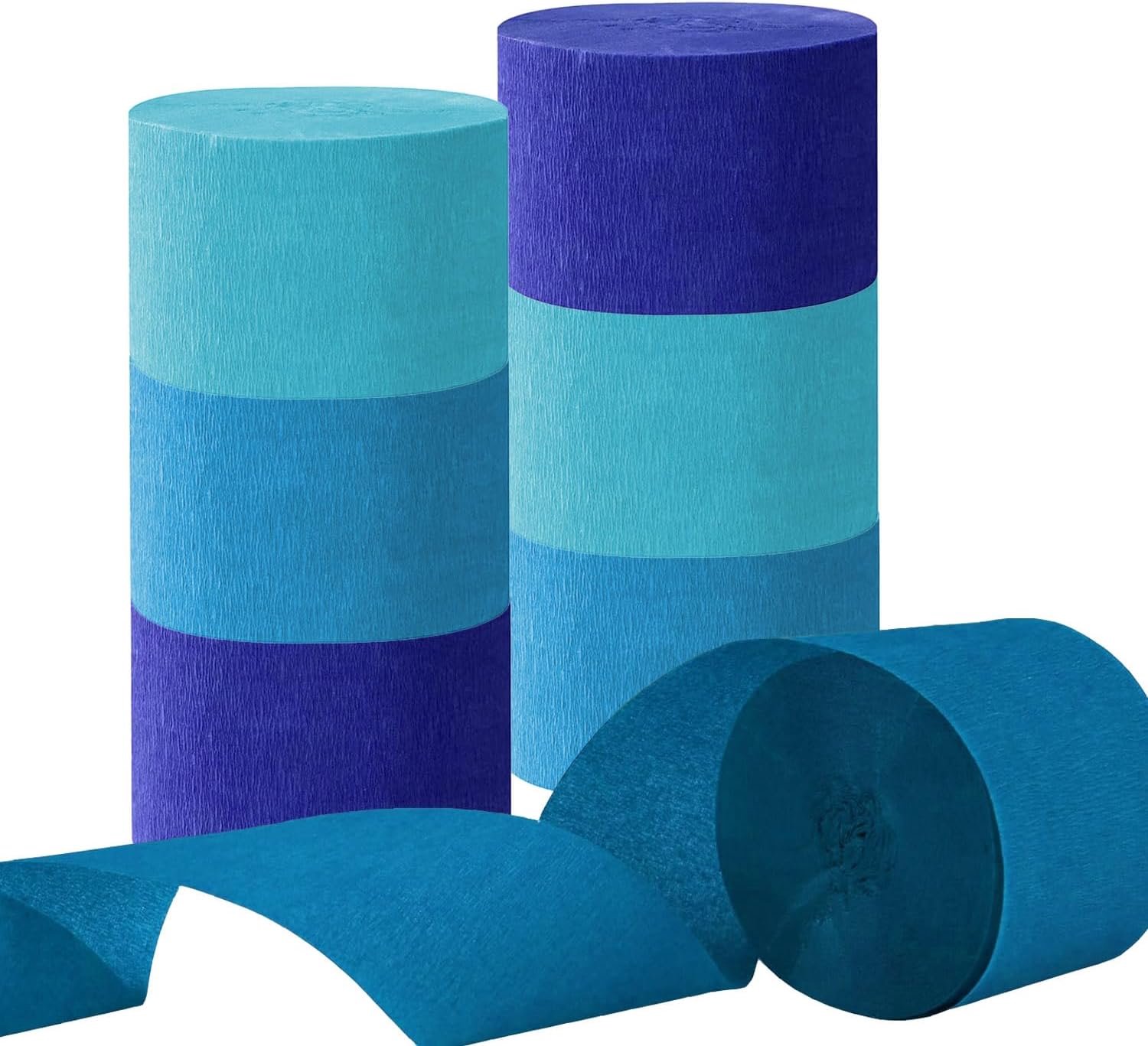 Krepppapier blauw, 3 kleuren, 4,5 x 25 meter