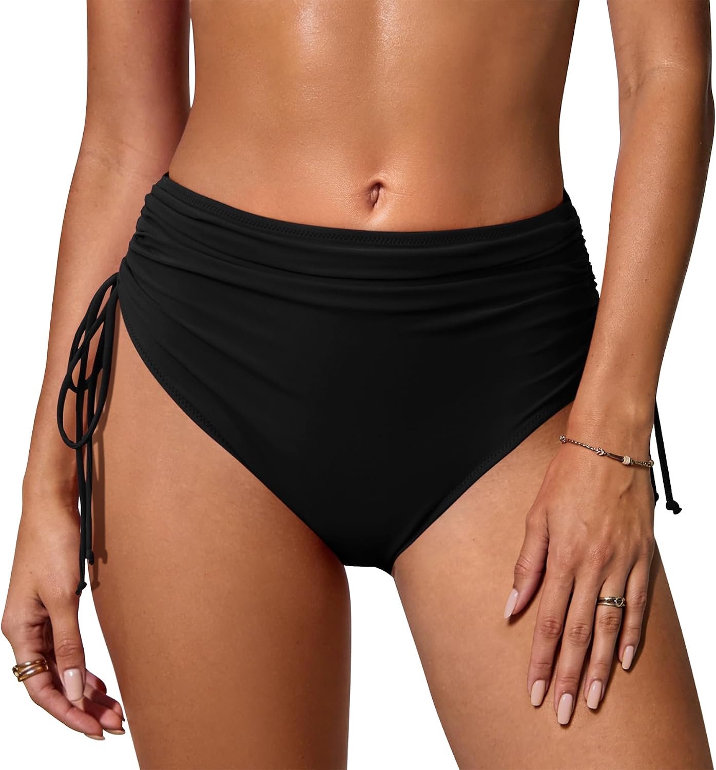 Badebroek met hoge taille en plooien