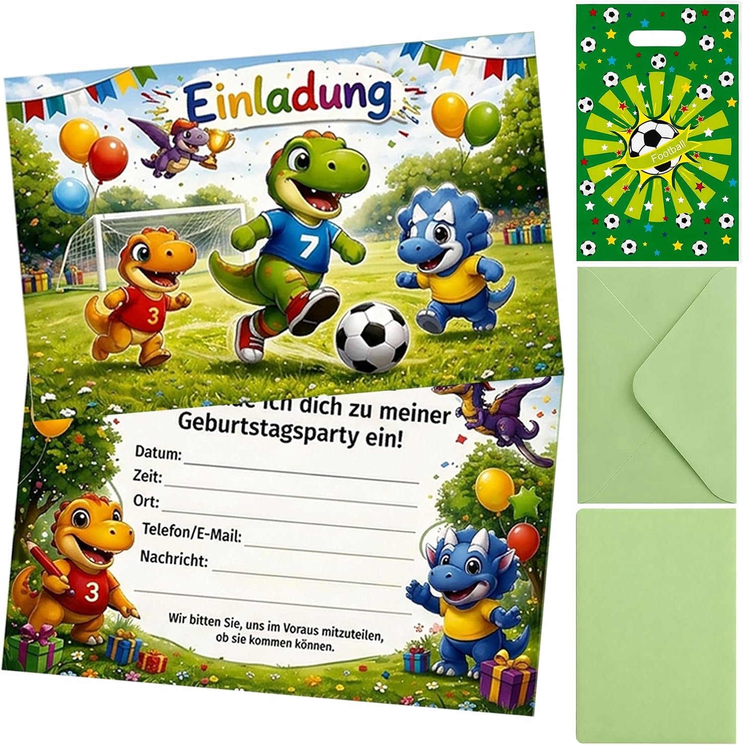 12 Dinosaurus uitnodigingen kinderfeest jongens