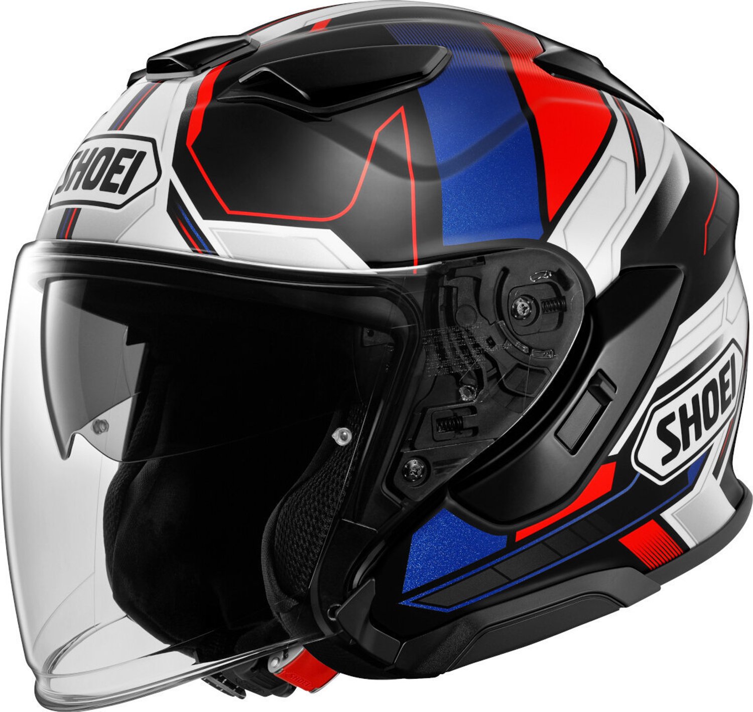 Shoei J-Cruise 3 Whizzy TC-10 Zwart Wit Rood Blauw Jethelm - Helm