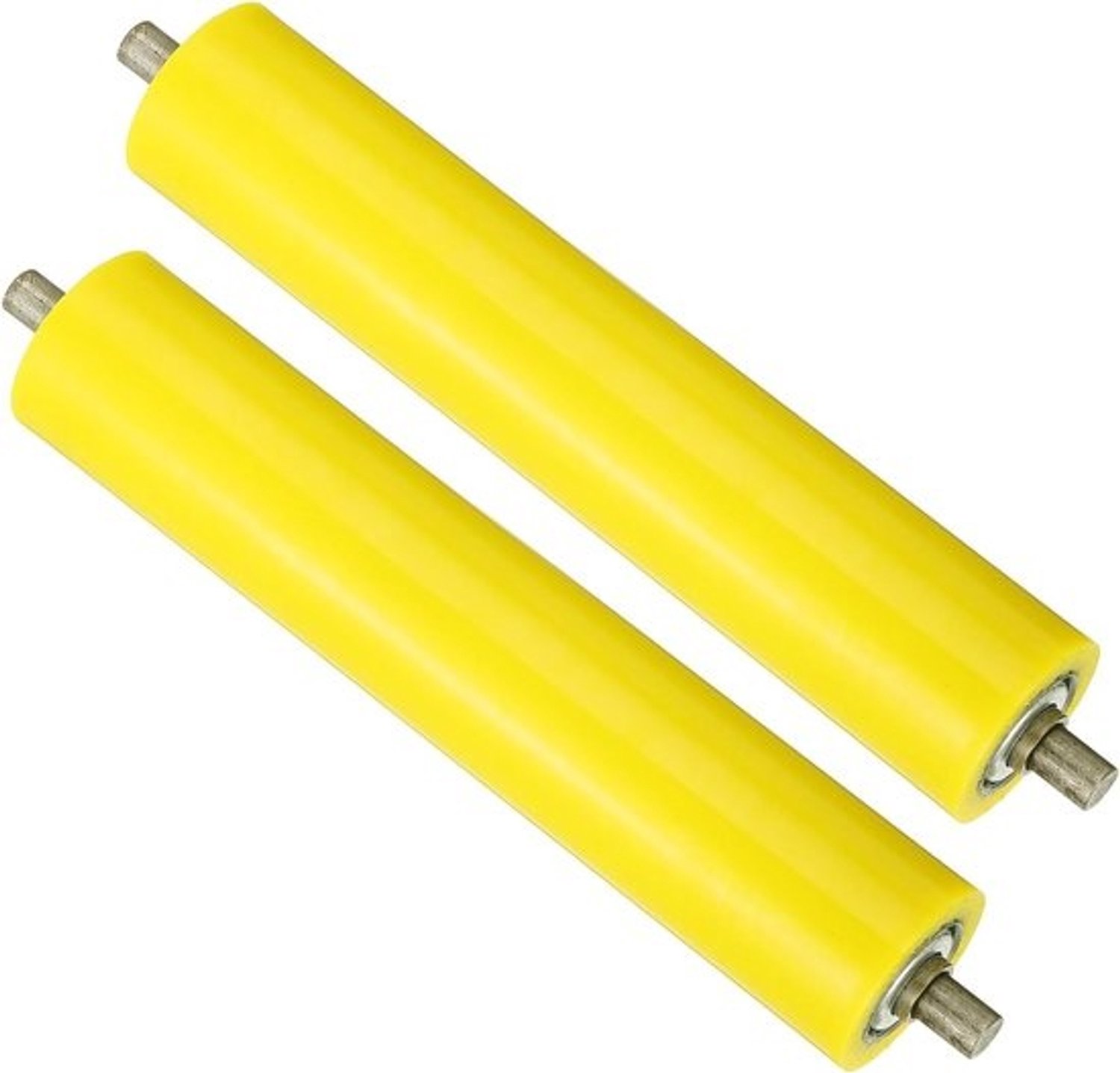 Transportrollen Set - Rollen voor Transportbanden - Materiaalvervoer - Roestvrijstalen Coating - 2 inch diameter 10 inch - Geel