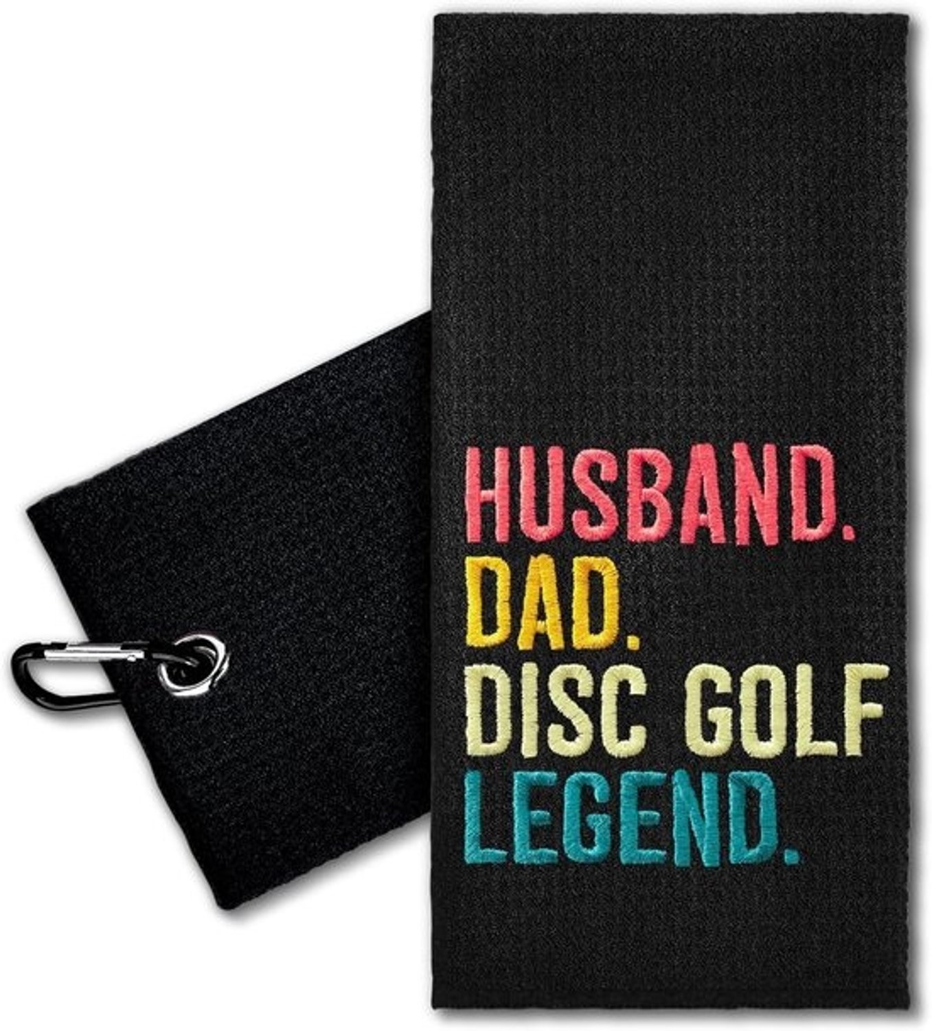 Geborduurde discgolfhanddoek voor mannen met clip