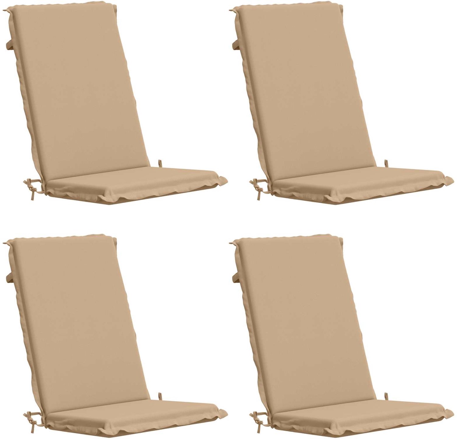 vidaXL Kussen - voor - stoel - met - hoge - rug - GEMERT - 4 - st - 100% - Polyester - Zand