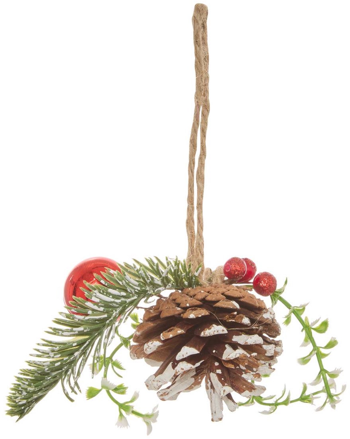 Feeric lights & Christmas Hangversiering van dennentak, versierd met dennenappels, 7 cm Modèle D