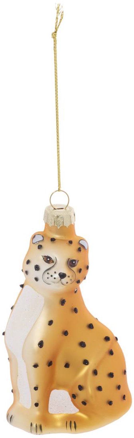Feeric lights & Christmas Gouden glazen hangers in de vorm van een luipaardboom, 11 cm Dore