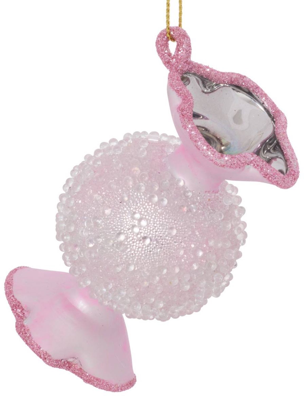 Feeric lights & Christmas Hangende versiering in de vorm van een snoepjesboom, van roze en blauw glas, 8 cm Rose