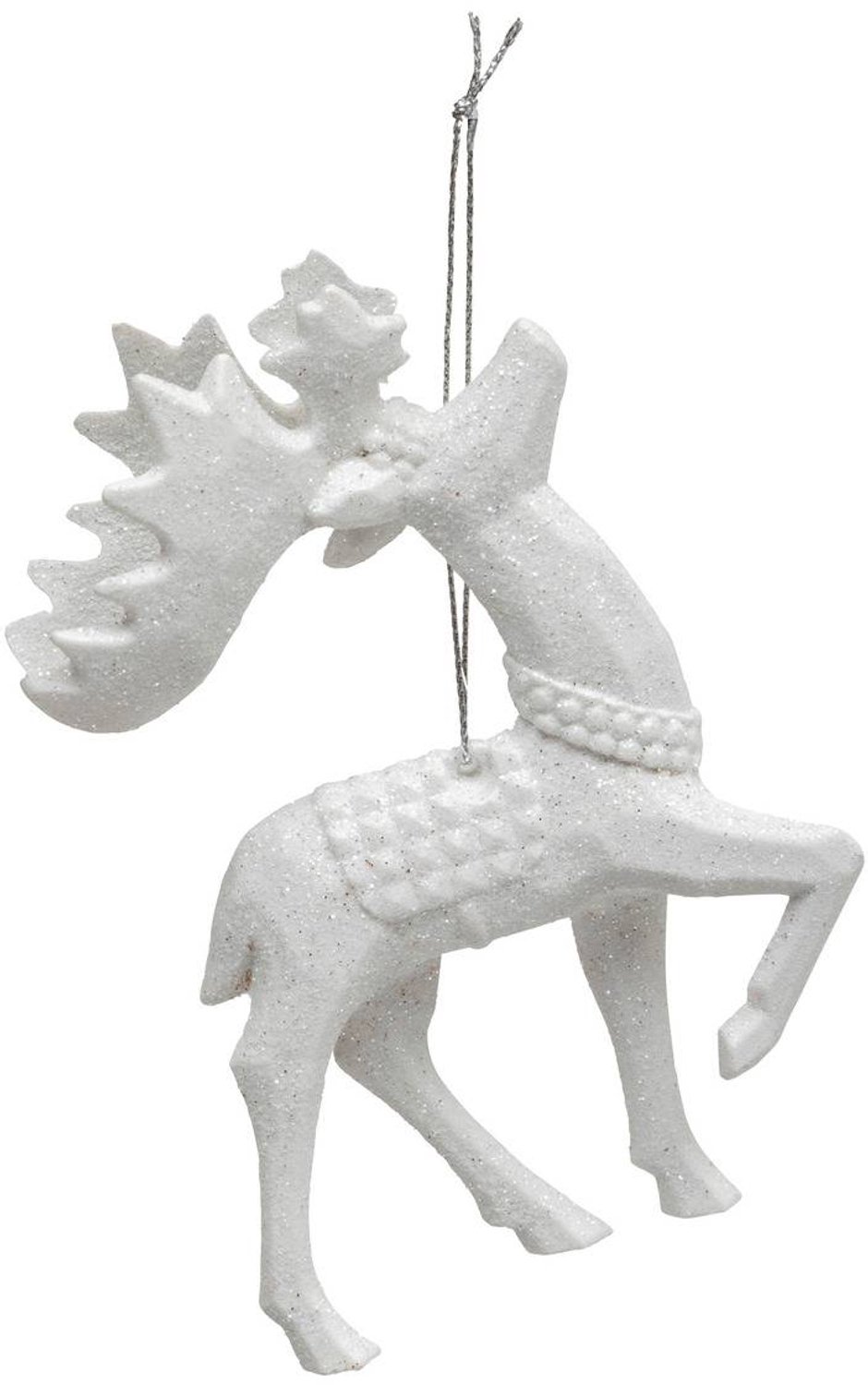 Feeric lights & Christmas Witte plastic kerst rendier met glitters, 13 cm Blanc