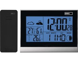 Emos Weerstation Draadloos Binnen en Buiten - Met Buitensensor - Op Batterijen - E3070- Zwart