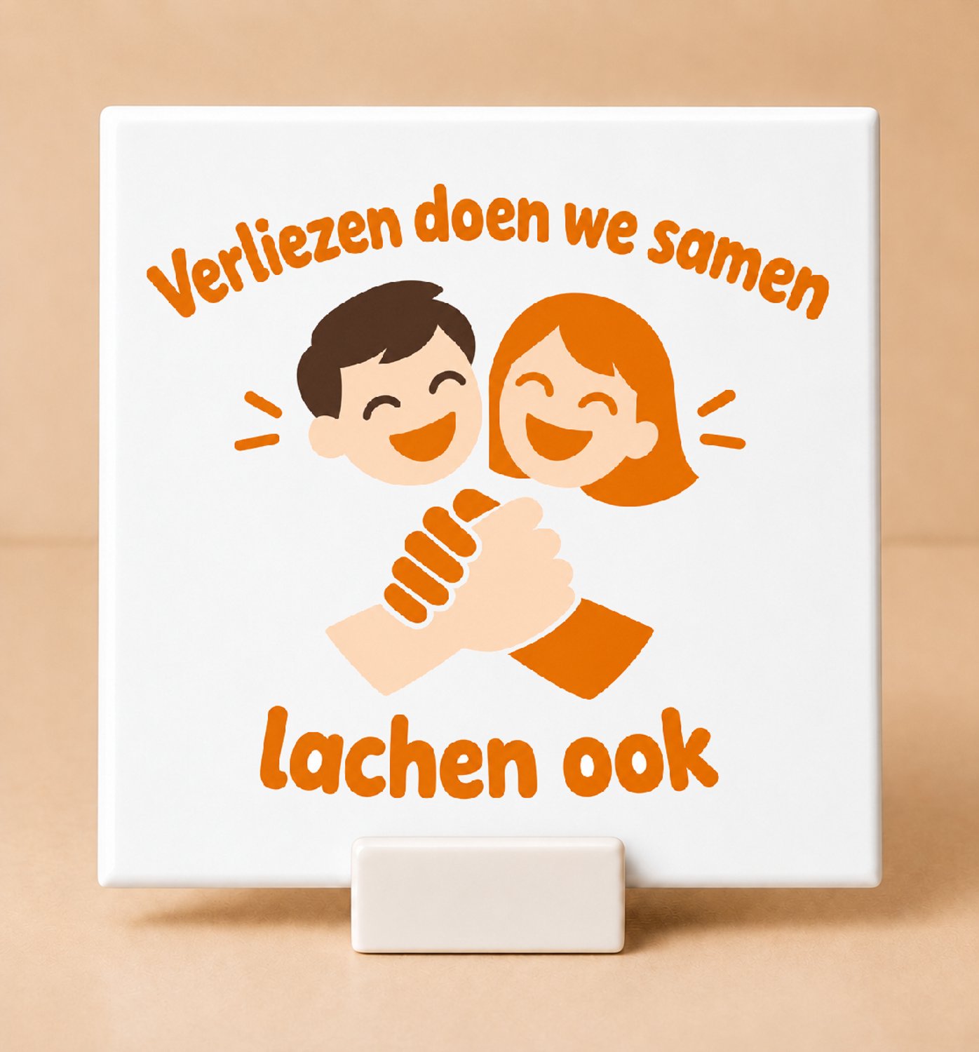 Bedruk King Minimalistische Derde Helft Tegel – Scandinavisch Design voor Sportliefhebbers en Teamspelers - 11 x 11 cm met houder Wit
