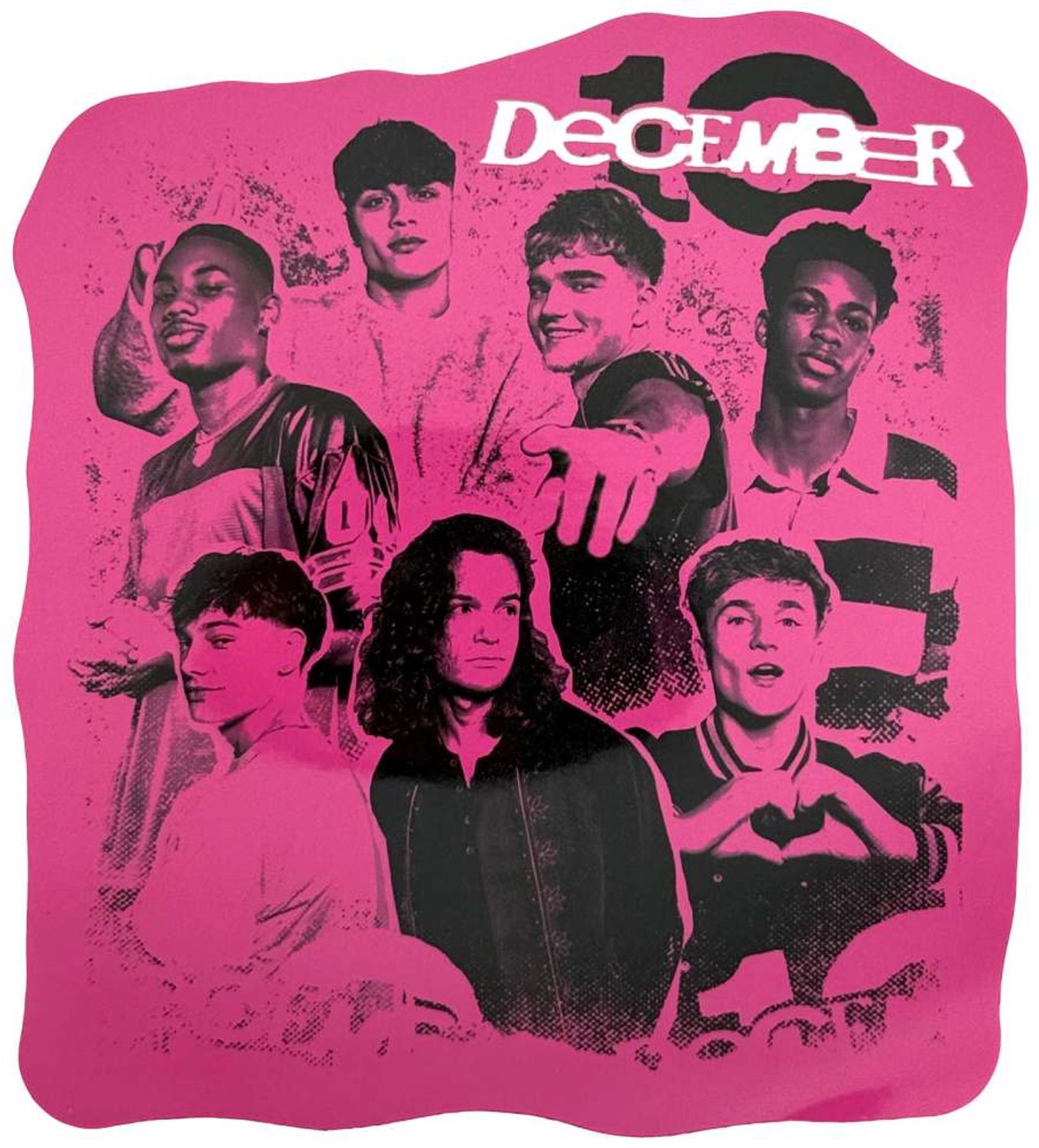 December 10. - Montage Faces Sticker - Roze/Zwart