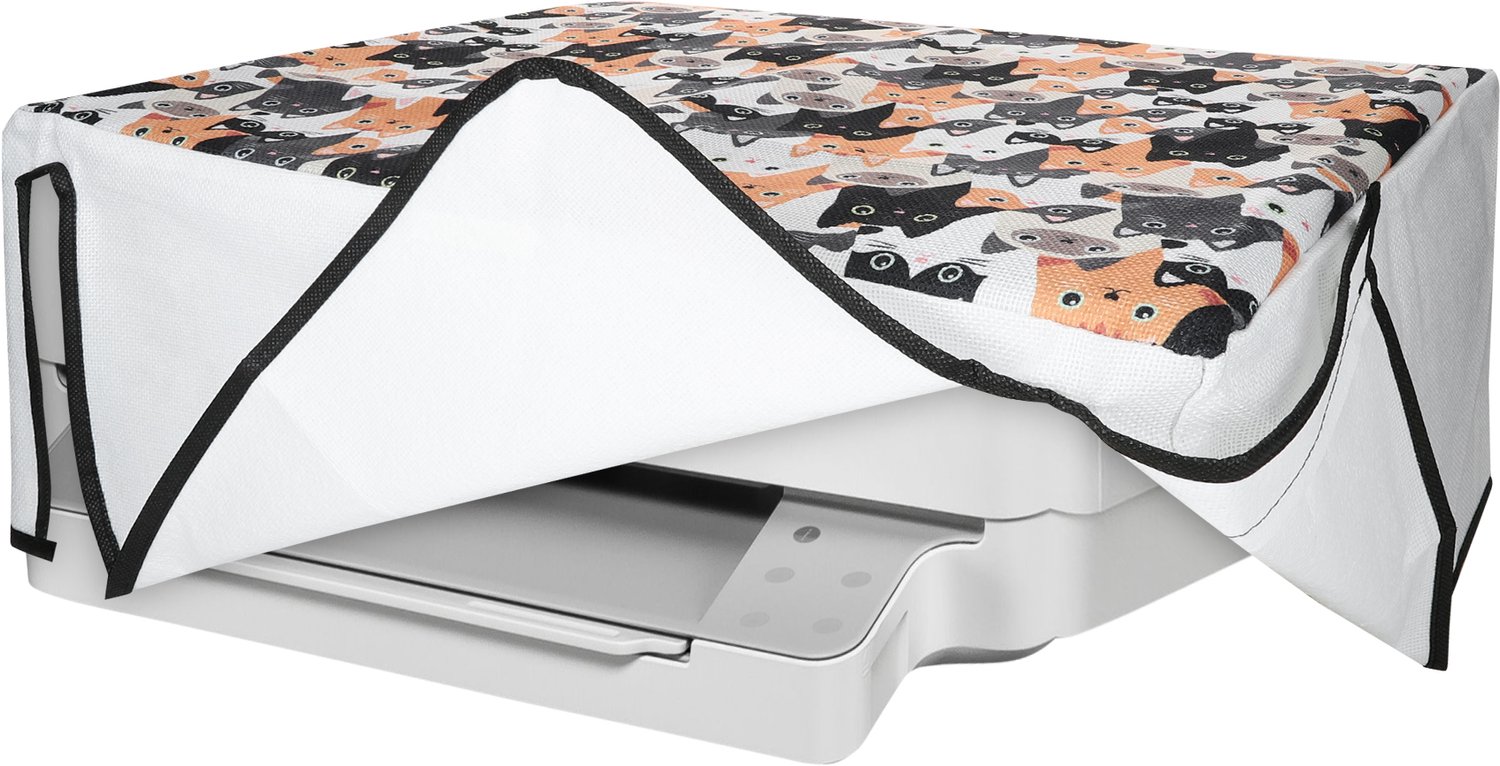 kwmobile linnen hoes geschikt voor HP Envy 6020e / Envy 6055e cover - Printer beschermhoes - Katten design