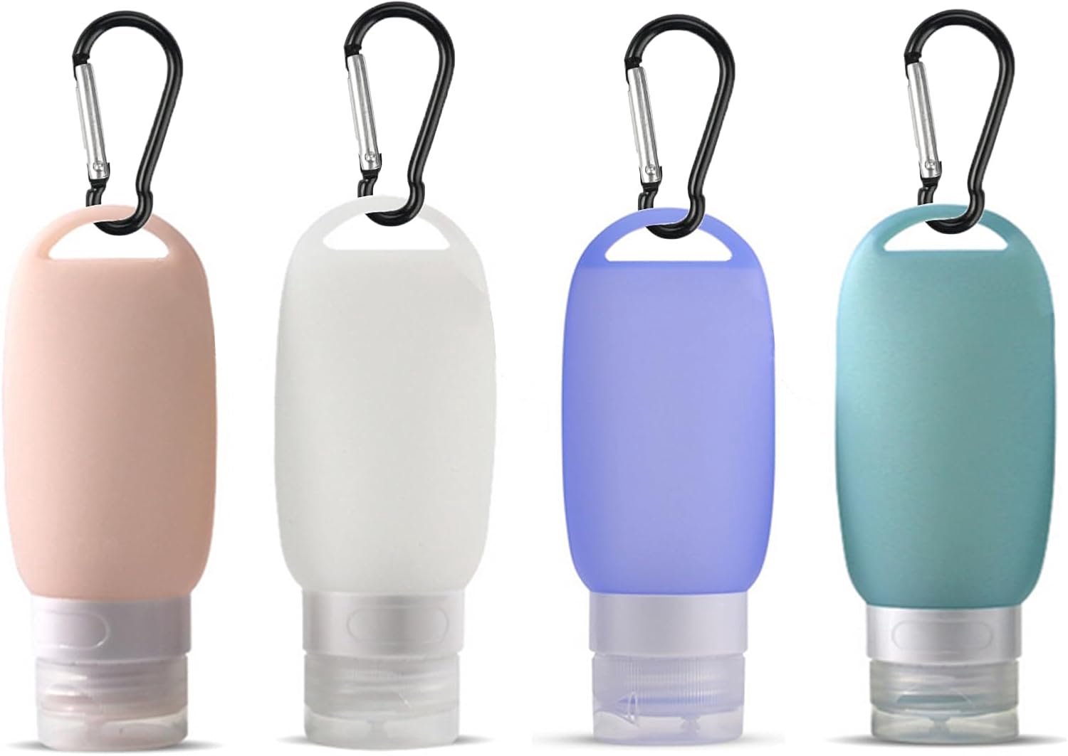 Reisflesjes set van 4 - 60ml siliconen - Lekvrij en knijpbaar - Ideaal voor shampoo en crèmes - Homevero
