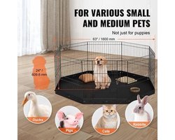 Hondenren - Hondenbox - Puppyren - Hondenkrat - Opvouwbaar - Metalen Hondenren - met Bodemkussenhoes - Puppy Buiten Camping Yard Kennel - Met Deksel