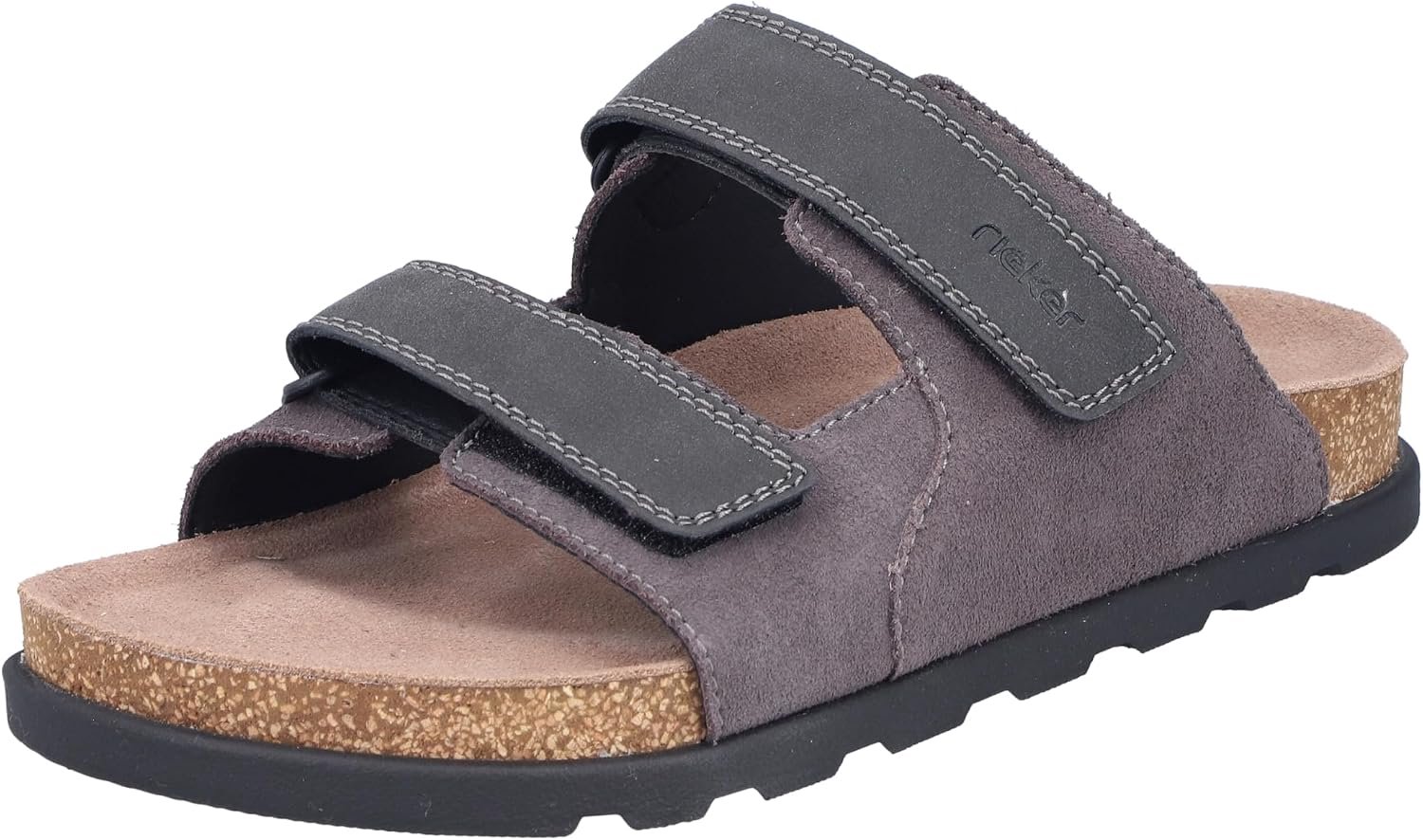 Rieker Heren Mules 21160 Comfortabele Grijze Suède Schoenen Grijs