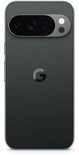Rechte achterzijde van een zwarte Google Pixel-smartphone met het Google G-logo in het midden.