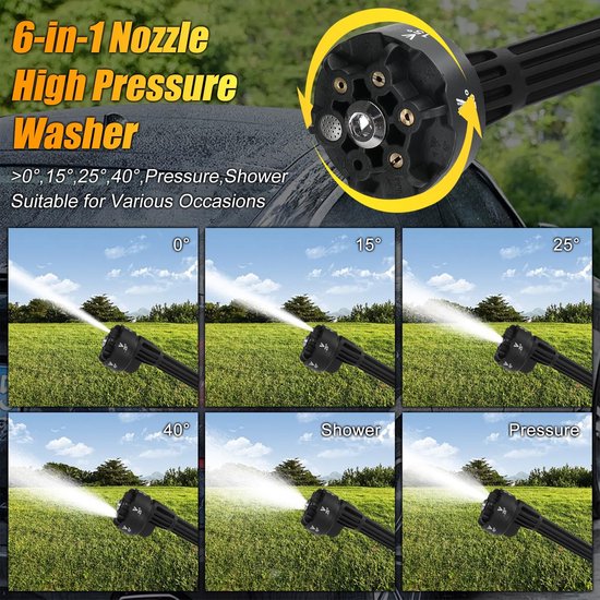 Draadloze Hogedrukreiniger met 6-in-1 Nozzle en 750PSI Druk — afbeelding 2