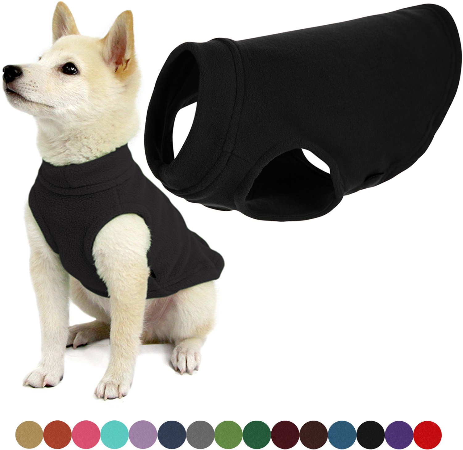 Gooby Stretch Fleece Vest Hondenjas - Warme hondentrui voor kleine honden - Zwart - Small