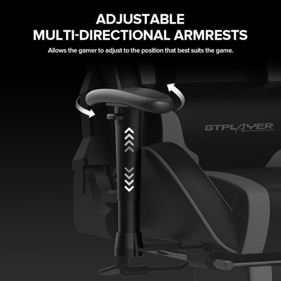 Gamestoel met voetensteun - Ergonomische stoel - Comfortabel werken - Verstelbare rugleuning - 150 kg draagkracht - Wit — afbeelding 2