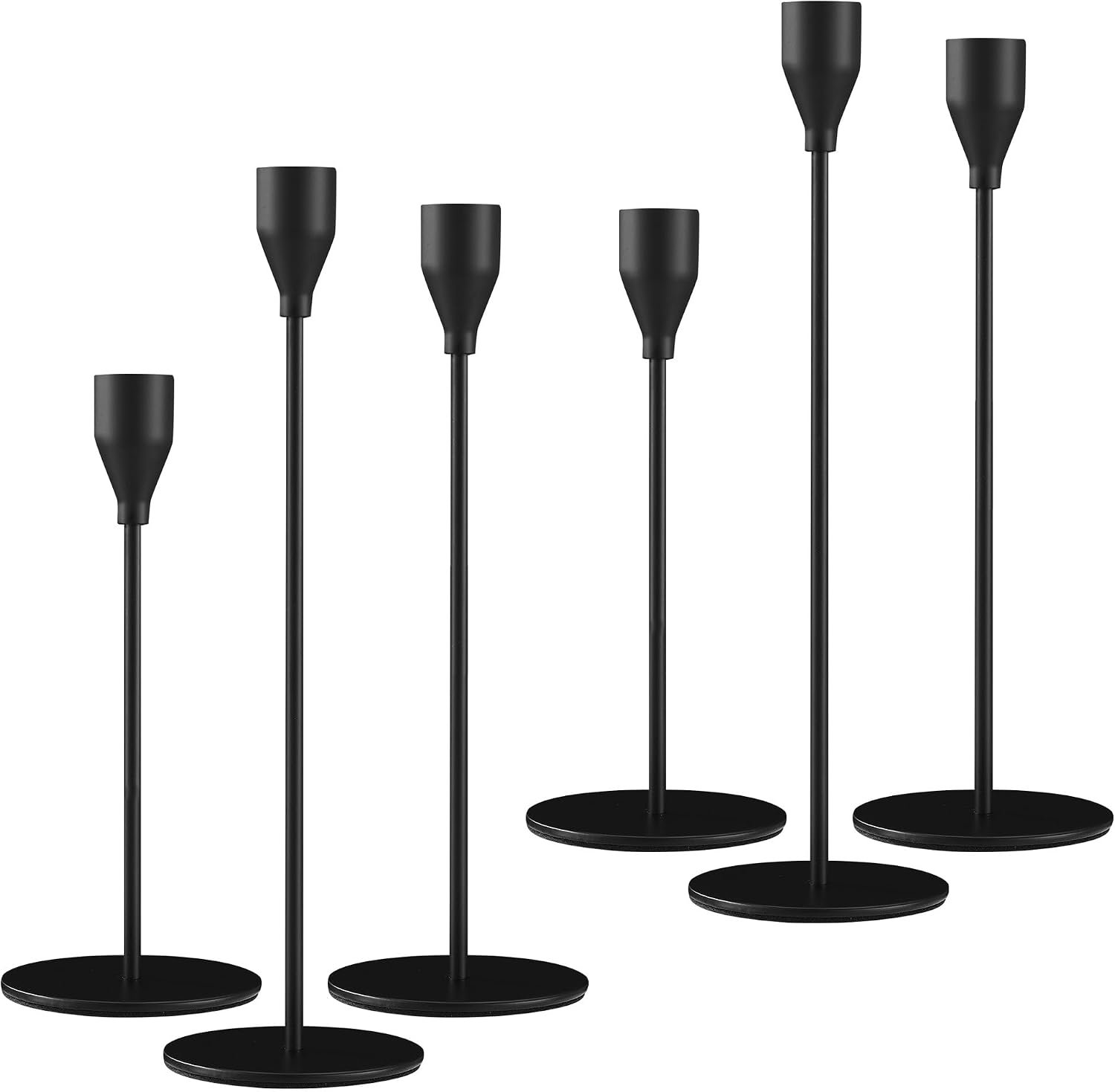 Set van 6 Zwarte Kandelaars - Vintage Decoratie, 33/29/23 cm