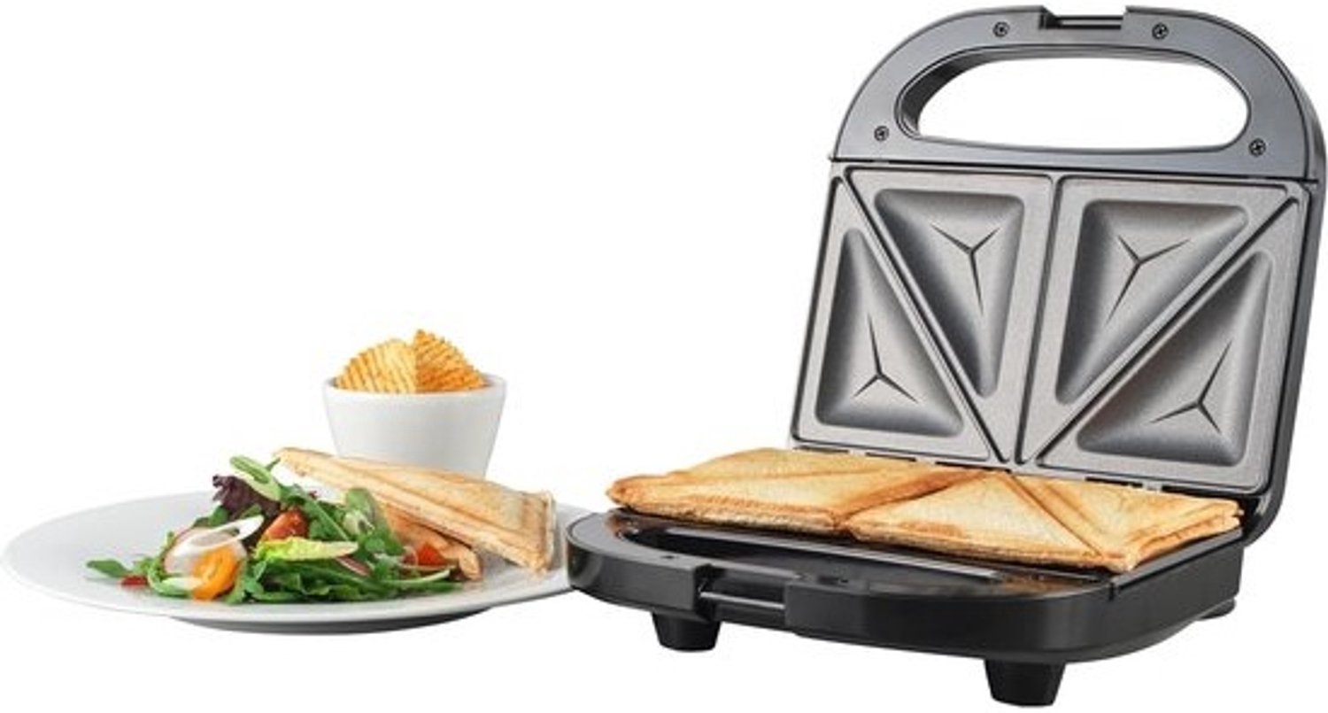 Tostiapparaat - Snackmaker - Snel snacks maken - Automatische temperatuurregeling - 22 x 22 cm - Zwart