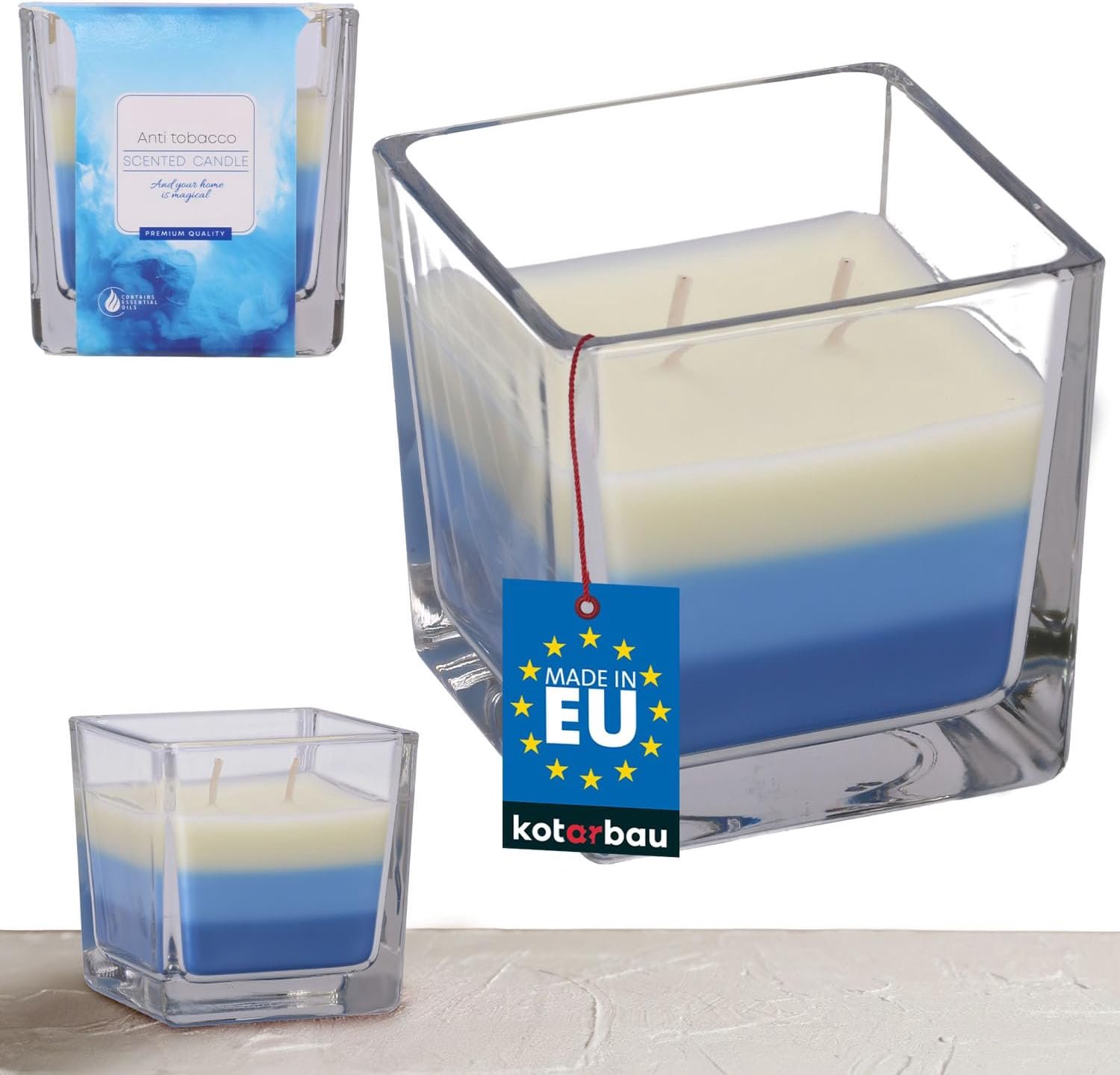 KOTARBAU Geurkaars Glas Anti-rook 2-Wicks, 32u Brandtijd