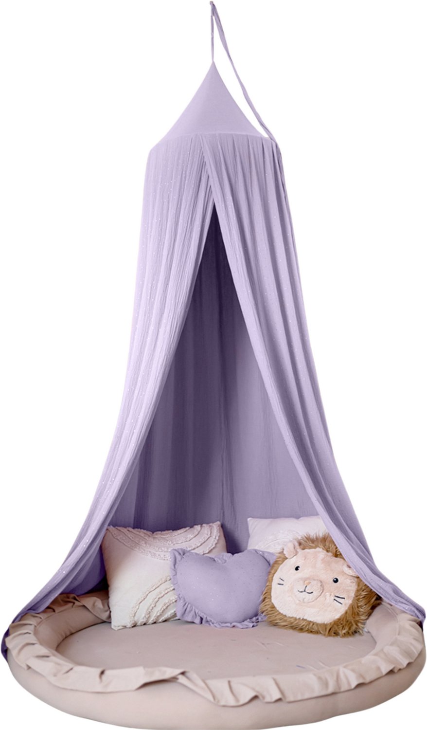 LILIMAUS Klamboe baby met gouden details - bedhemel en hemeltje kinderkamer - mousseline katoen - 245 cm - lila