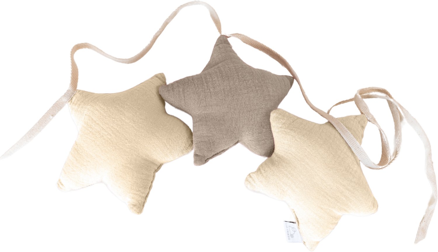 LILIMAUS Sterren slinger kinderkamer - stoffen slinger van mousseline katoen - 300 cm - crème en lichtbeige