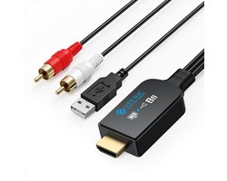 192KHz Audio Converter Kabel van eARC/ARC HDMI naar RCA voor HDTV naar Speakers en Hoofdtelefoons, Ondersteunt CEC Afstandsbediening, 1.5m, L/R Uitgang, PCM 2CH, Geluidskwaliteit Verbeteren