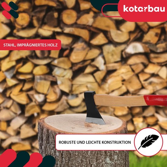 KOTARBAU® Bijl - Kop 500 g - Handbijl - Hakbijl - Universele Bijl - Splijtbijl Houtbijl - Gesmede en Geslepen Snijkant - Ergonomische Houten Steel — afbeelding 4