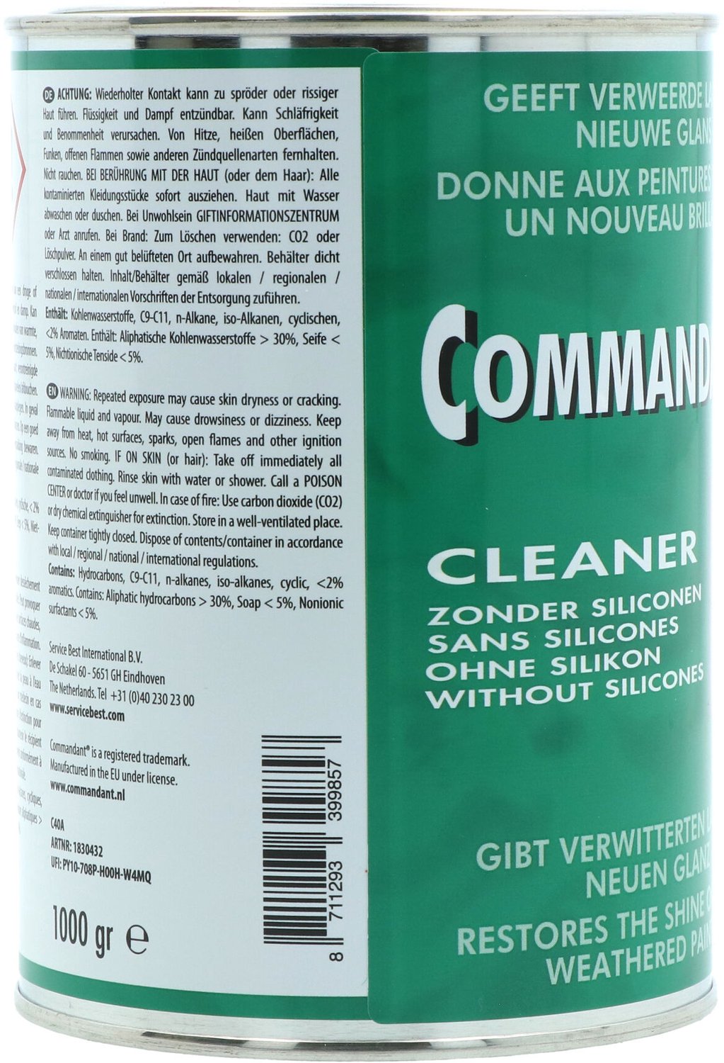 Commandant Cleaner 4 - Autolak reinigen - Geeft nieuwe glans - Polijstende werking - Verwijdert krasjes - Siliconenvrij - Inhoud 1kg – foto 5