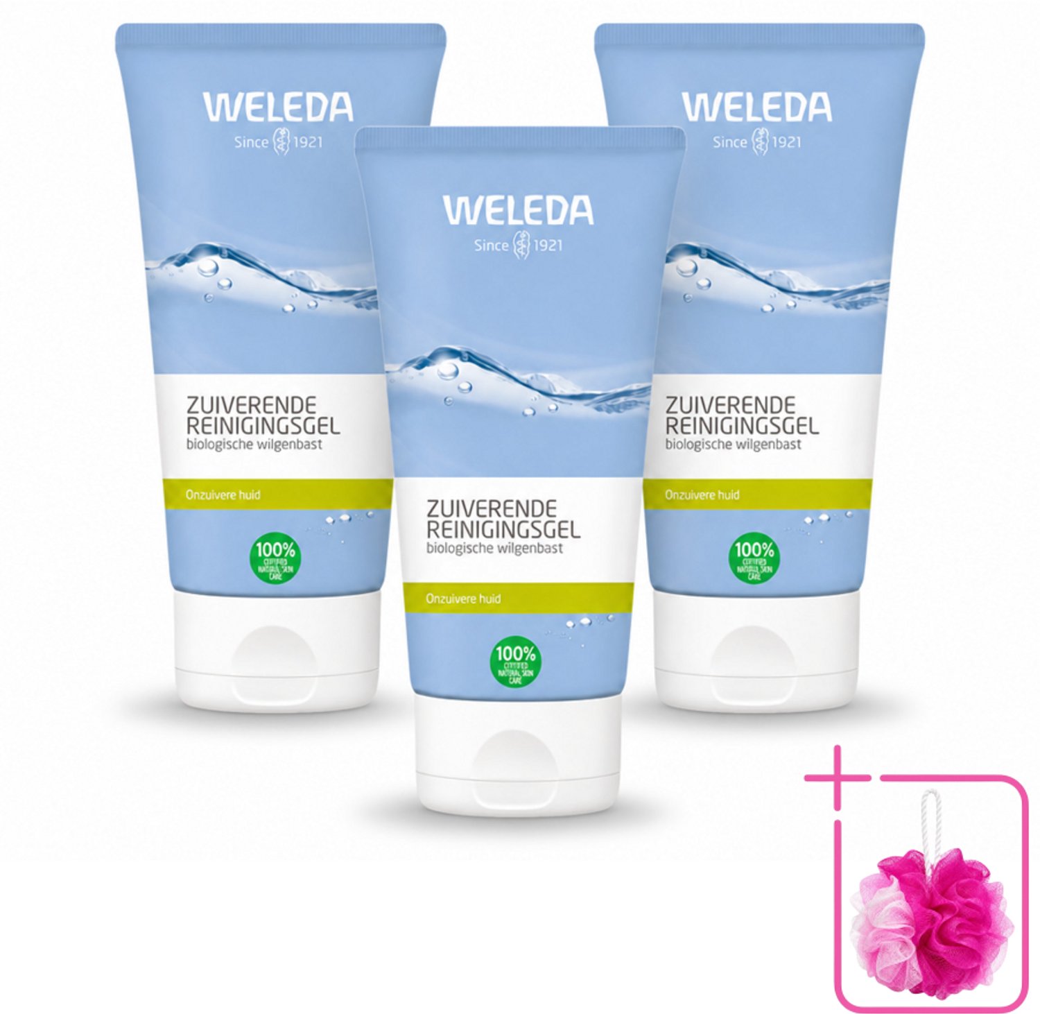 3 x WELEDA - Reinigingsgel Zuiverend - Voor onzuivere huid - 100 ml - Bulkverpakking - Zuiverende reiniging - Douchemop - Onzuivere huid