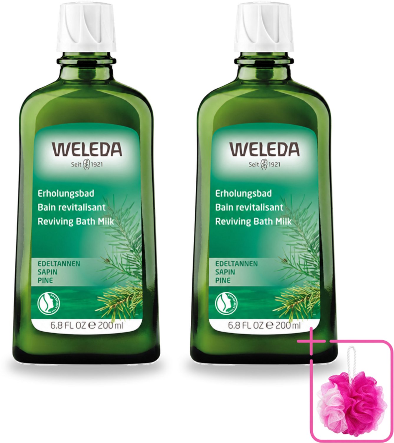 2 x WELEDA - Verkwikkingsbadmelk - Zilverspar - 200 ml - Bulkverpakking - Badmelk - Douchemop - Ontspanning