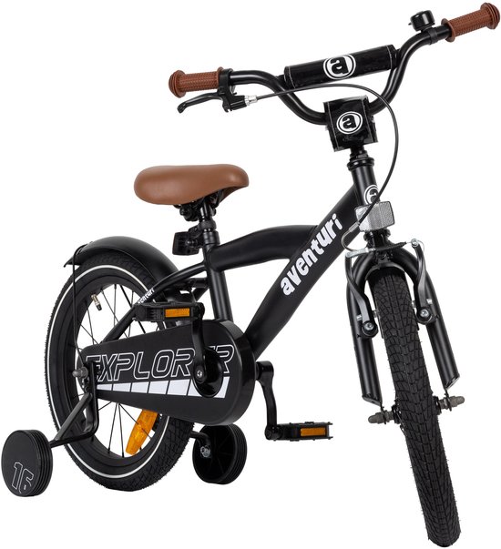 Aventuri Explorer 3.0 Jongensfiets 16 Inch - Kinderfiets voor 4 tot 6 Jaar - 100-115 cm - Met Zijwieltjes - Matzwart — afbeelding 5