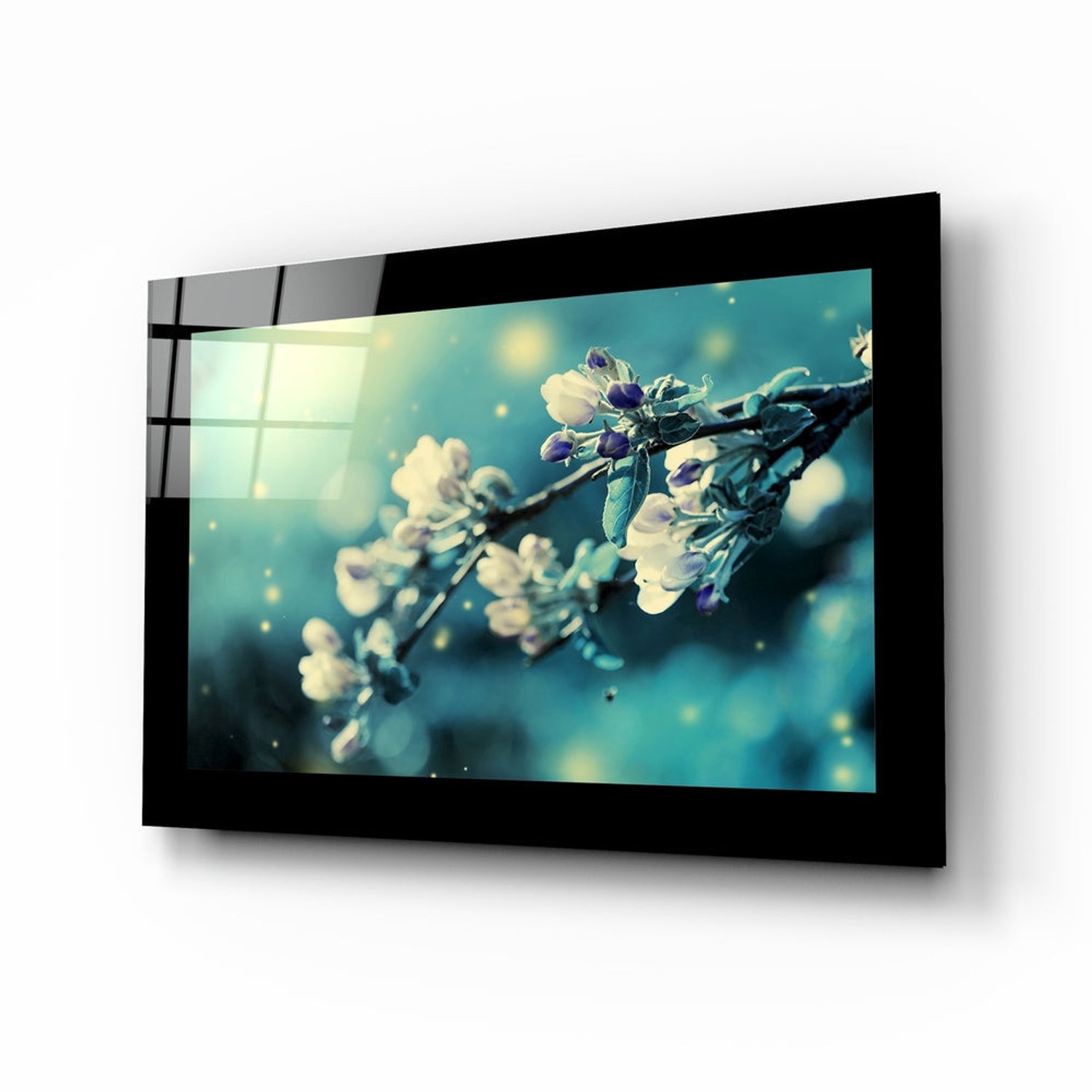 Insigne Art Glasschilderij – Bloeiende Bloesem – Moderne Glasdecoratie Meerkleurig