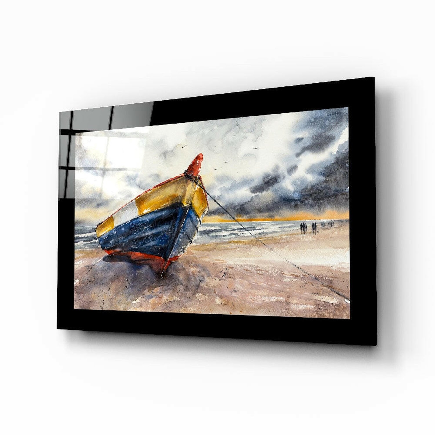 Glasschilderij – Vissersboot – Bijzondere Wanddecoratie