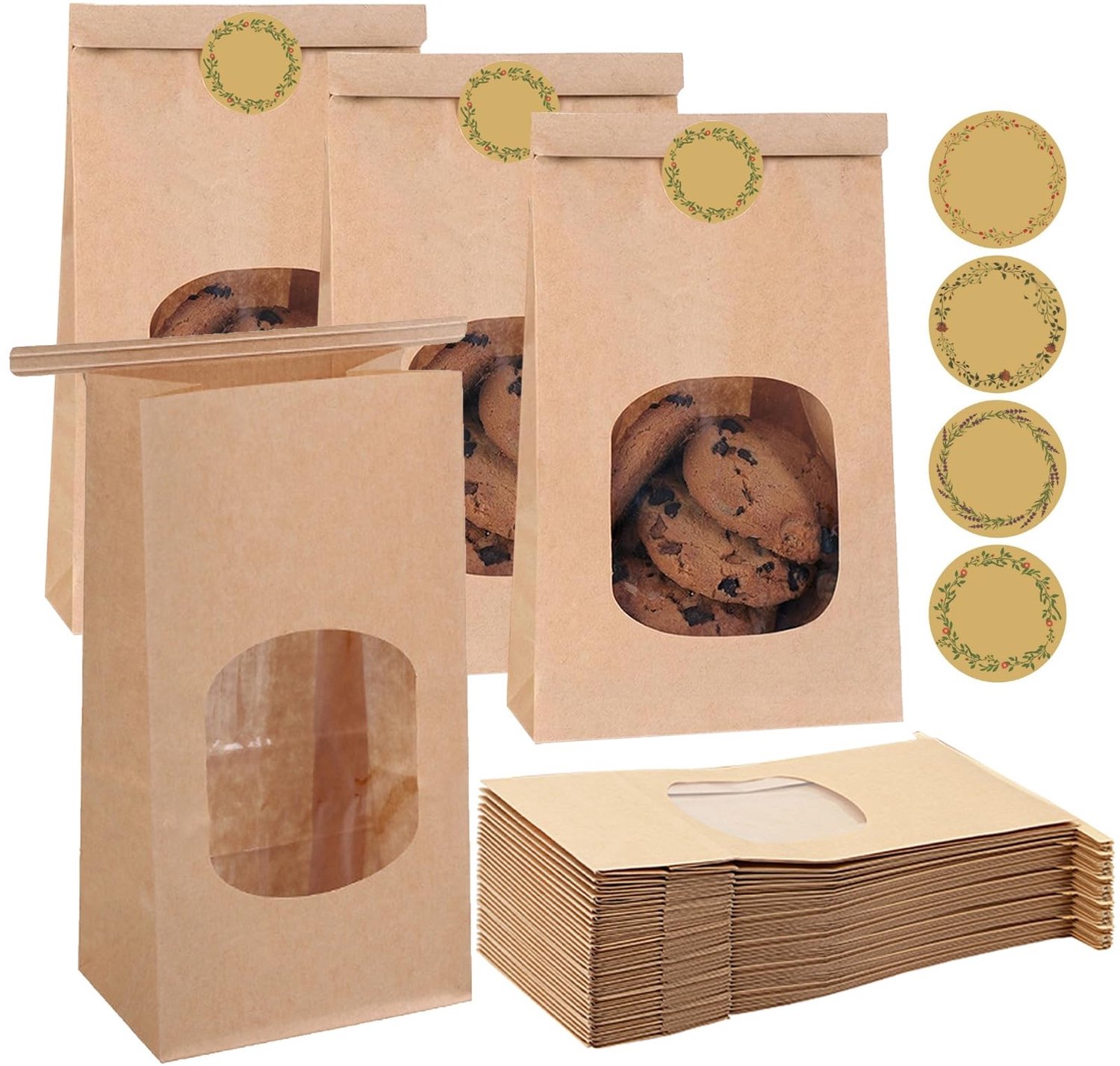 Set van 30 Kraftpapieren Zakken met Venster
