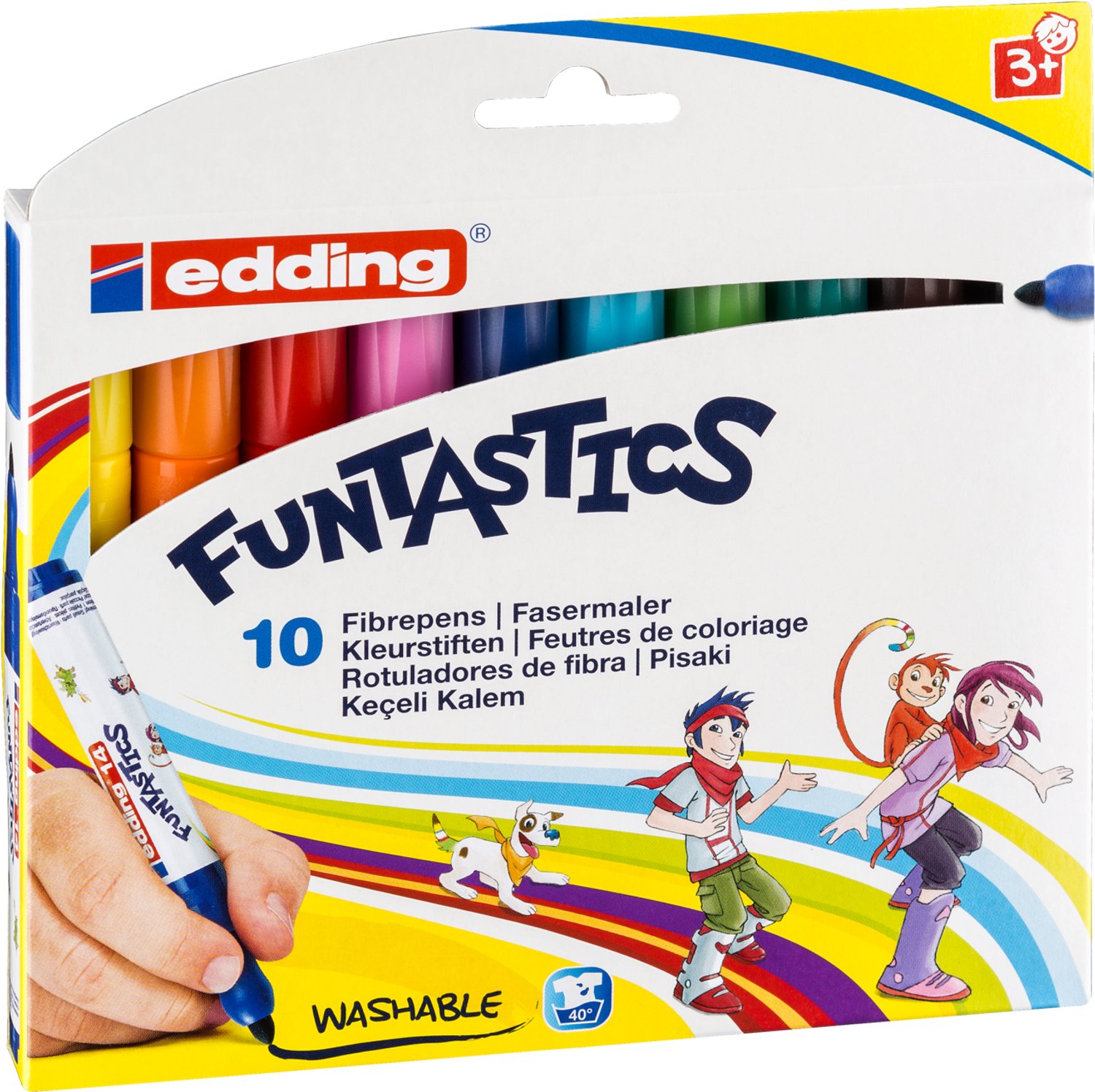 edding 14 FUNTASTICS - kleurstiften voor kinderen - set van 10 - ronde punt 3 mm - voor kleurplezier op lichtgekleurd papier en karton - uitwasbaar van huid en textiel - zomervakantie - kindercadeau — afbeelding 5