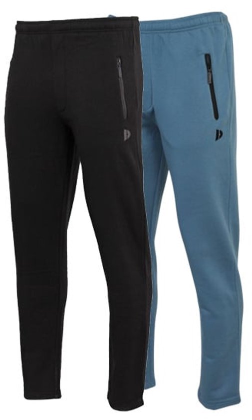 Set van twee joggingbroeken in zwart en blauw met rechte pijpen en ritszakken.