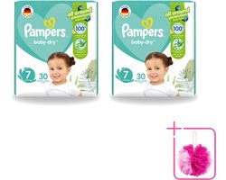 2 x Pampers – Luiers – Active Baby Dry Maat 7 – 30 Luiers - Bulkverpakking - Luiers voor baby - Douchemop - Droge luiers