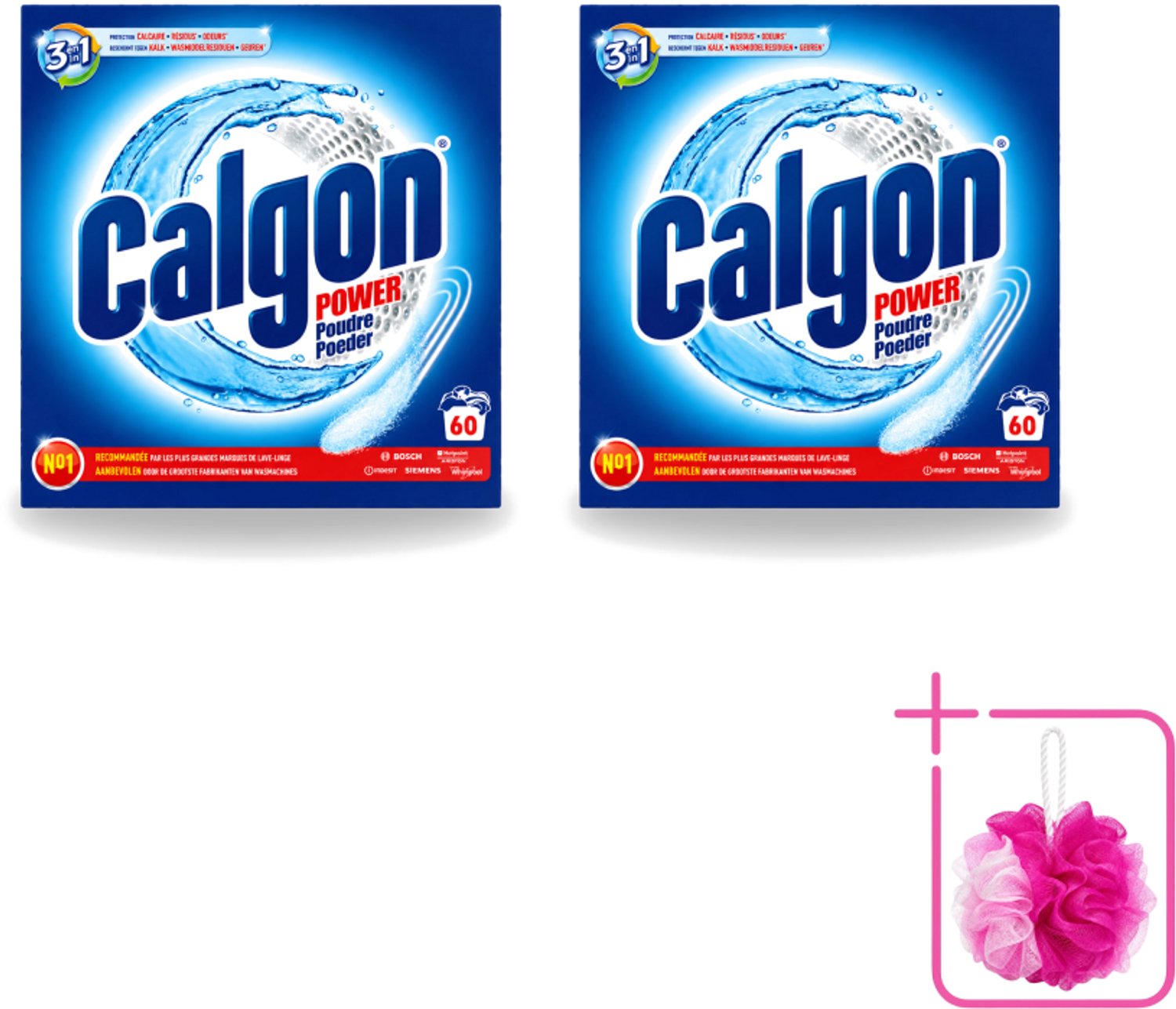 2 x Calgon – Wasmachinereiniger Poeder – 3-in-1 Power Anti-Kalk – 60 doseringen - Bulkverpakking - Wasmachine reiniger - Douchemop - Anti-kalk poeder